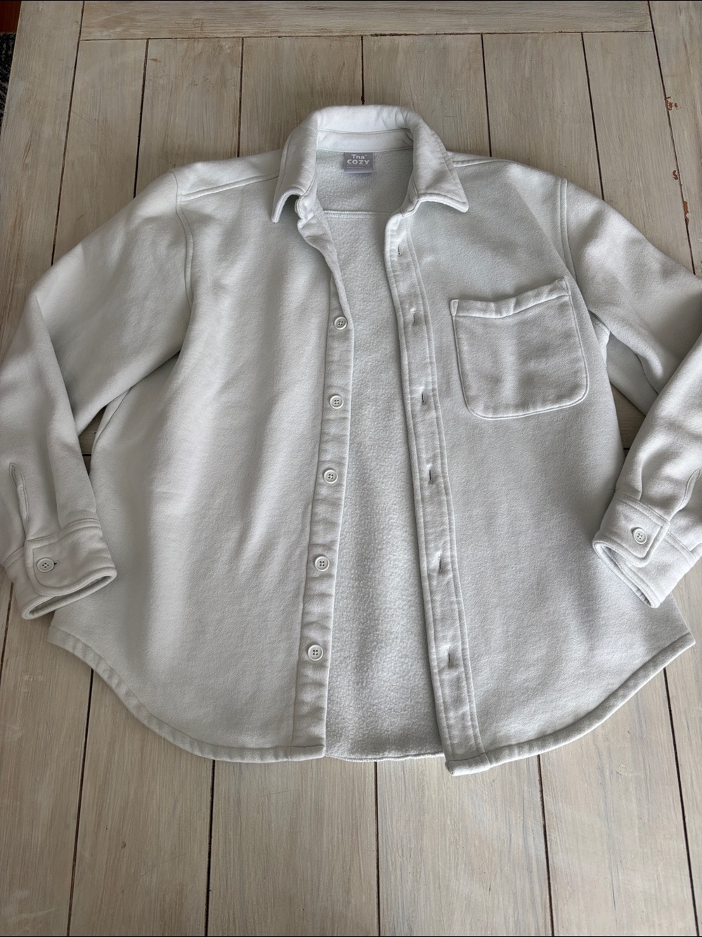 TNA Aritzia Light Green Button Up Sweatshirt Jacket Size Medium